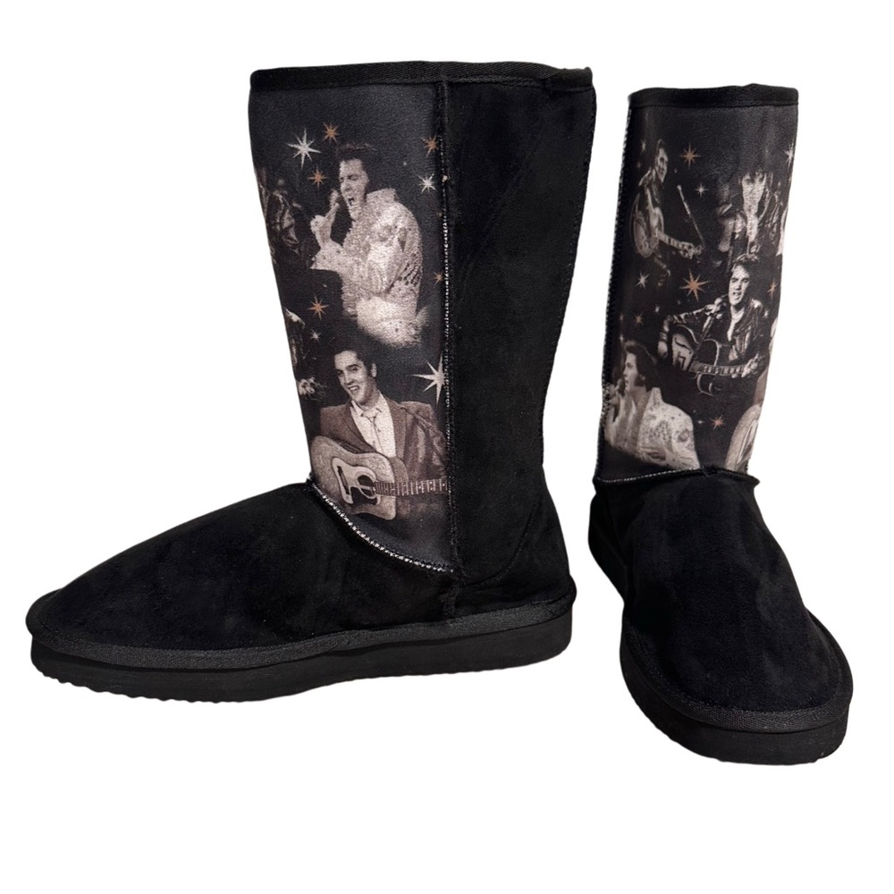 Bradford Exchange Women’s Elvis Presley Burning Love Black Boots US 8 NWOT - Picture 4 of 14
